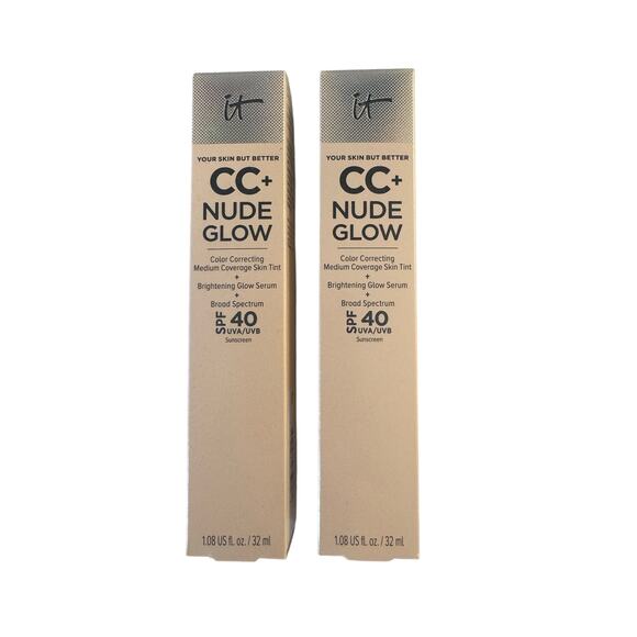 Brand New IT Cosmetics CC+ Nude Glow Lightweight Foundation Glow Serum Set of 2 - Picture 1 of 5